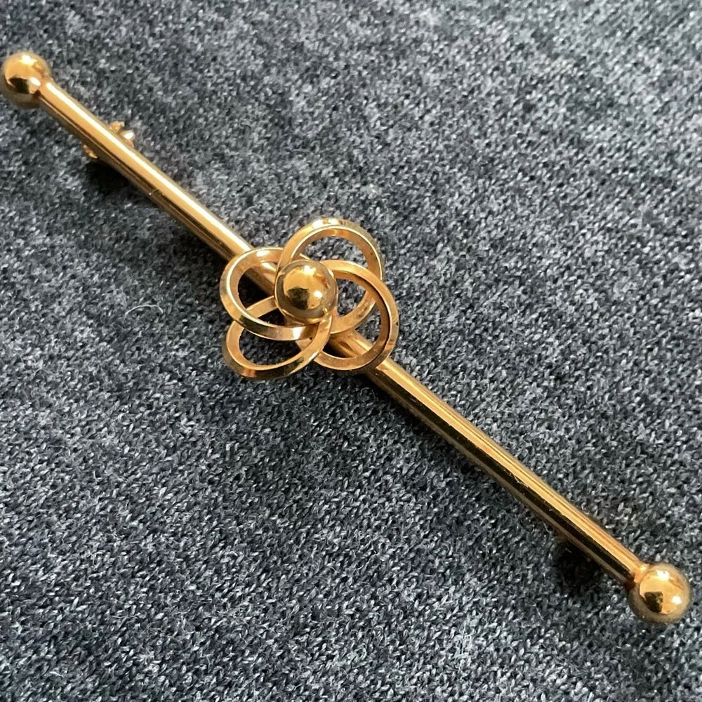 Vintage Van Dell 12K Gold Filled Bar Brooch Knot Mid Century